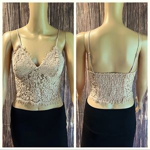 Only size 36 small baby pink pale rose floral lace summer boho bralette